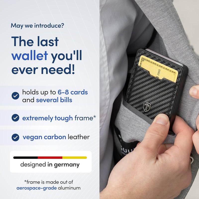 TRAVANDO Swype Slim Wallet for Men Metal RFID Blocking Mens Wallet Card Case (Carbon) - Image 2